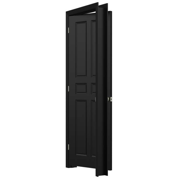 istock open isolated black door closed 3d illustration rendering 1452481498