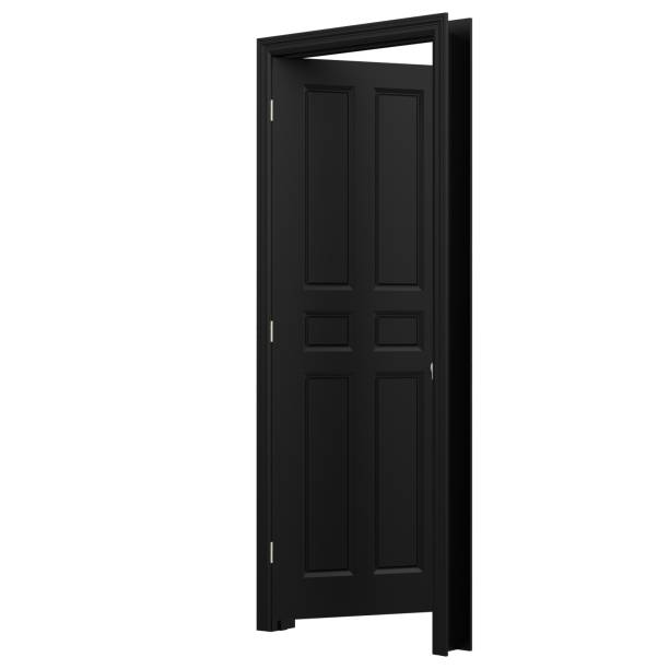 istock open isolated black door closed 3d illustration rendering 1452481505