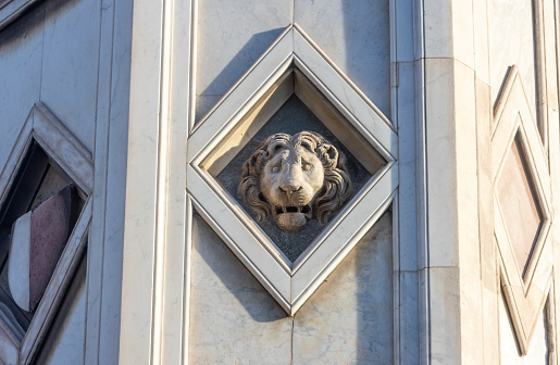 Lion Symbol at Piazza del Duomo of Florence in Tuscany, Italy