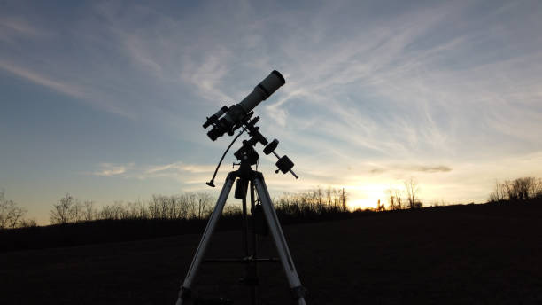 istock Silhouette of a telescope for observing space and astronomy objects. 1452483669
