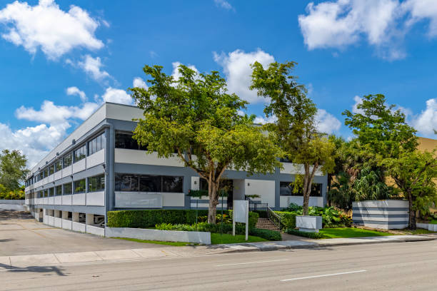 istock Facade of a gray and white office building 1452485585