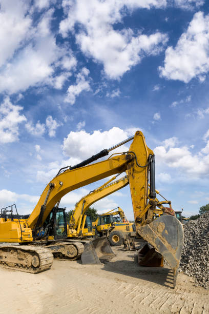 istock Road construction machinery on the construction of highway 1452486767