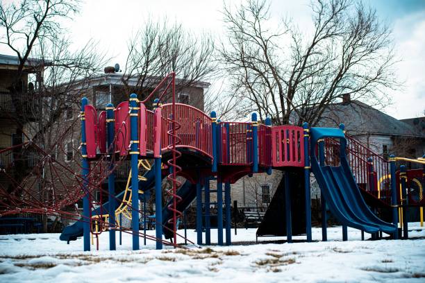 istock Snowy children's Park in winter 1452486956