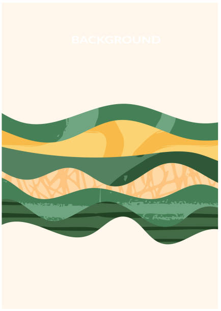 зеленое абстрактное рисовое поле сверху с текстурным векторным фоном. рисунок природы, эко-иллюстрация, дизайн сельского плаката. вертикал - striped farm asia backdrop stock illustrations