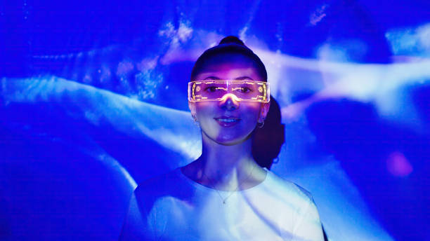istock Young woman with smart glasses 1452491419