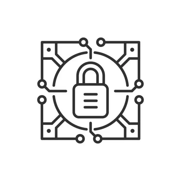 Vector illustration of Cyber security icon. Symbol padlock for secure app