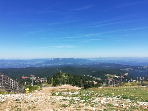 View from mountain top and ski lift