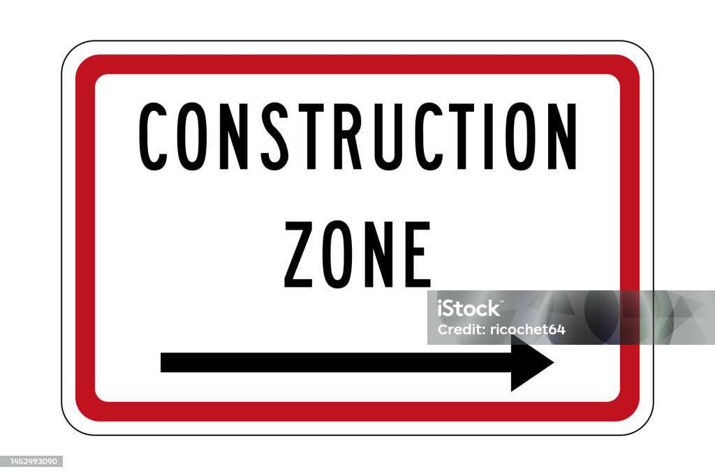 Zone Sign Design Construction Zone Road Sign Illustration Stock Illustration - Download ...