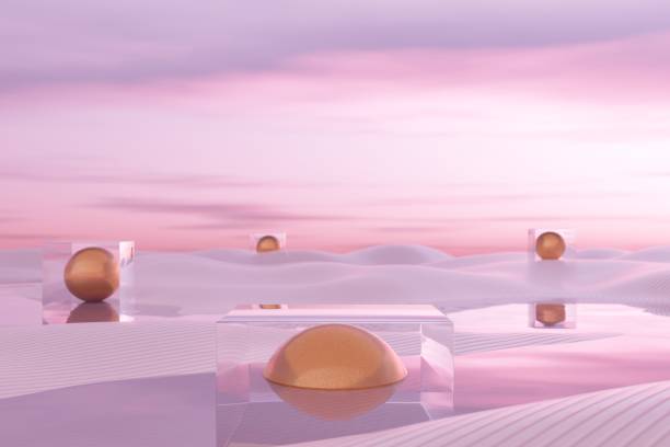 istock 3D podium with copy space for product display presentation on tropical sunset beach abstract background. Tropical summer and vacation concept. 1452496380