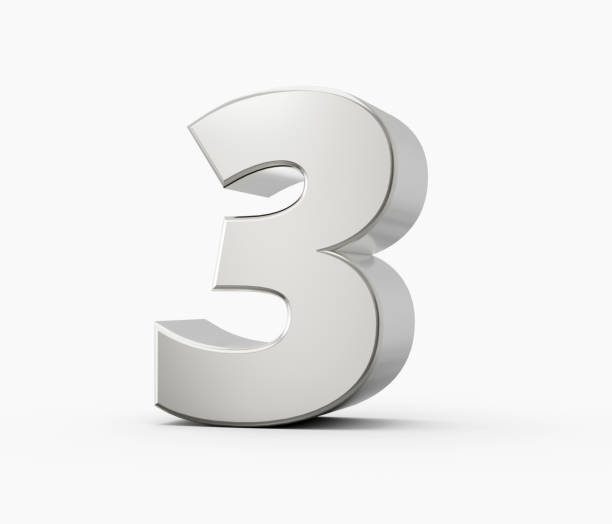 istock Silver 3 three 3d numbers. Isolated white background 3d illustration 1452499075