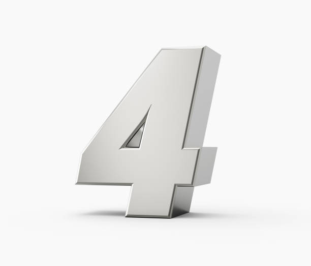 istock Silver 3d 4 Four numbers. Isolated white background 3d illustration 1452499076