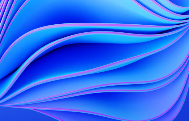 istock Abstract modern neon, blue, violet colors background with ruffle, folded cloth 1452499294