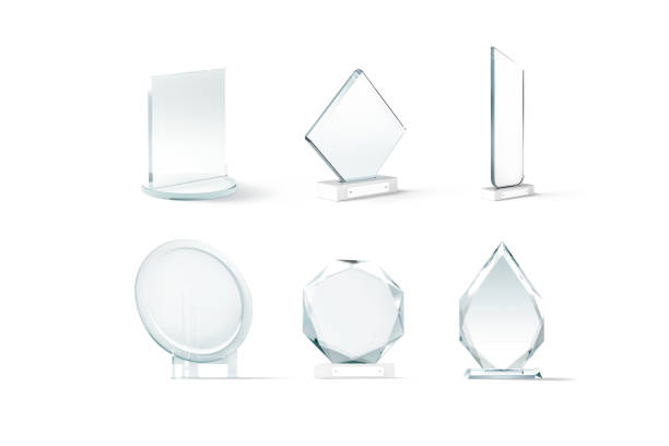 istock Blank glass award trophies mockup, different types 1452504013