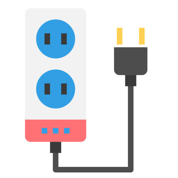 POWER STRIP ICON FLAT COLOR VECTOR . POWER STRIP ICON FLAT COLOR VECTOR . gang socket stock illustrations