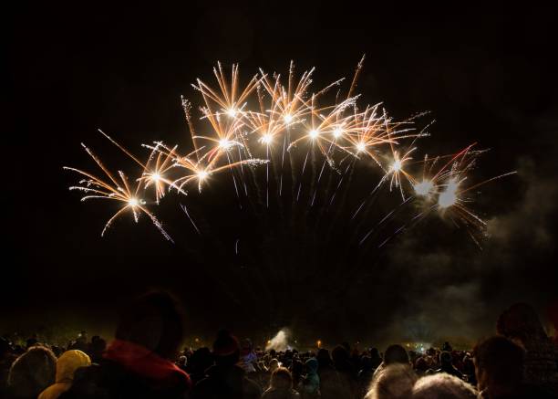 istock Crowd enjoying the beautiful fireworks at night during an outdoor event 1452508064