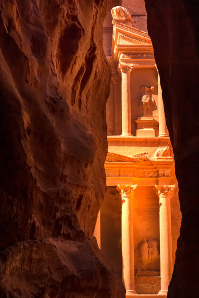istock Petra, Jordan Siq, Treasury, Al Khazneh frame view 1452514337