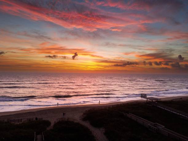 istock Bird's eye view of a beach during a sunset 1452514368