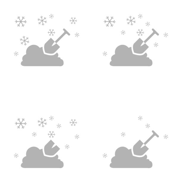 illustrazioni stock, clip art, cartoni animati e icone di tendenza di icona della pala, concetto di rimozione della neve, illustrazione vettoriale - 6726