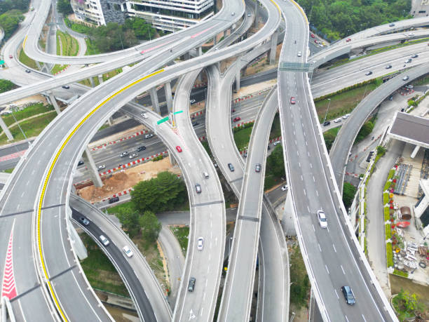 istock Aerial view of traffic and overpasses 1452523866