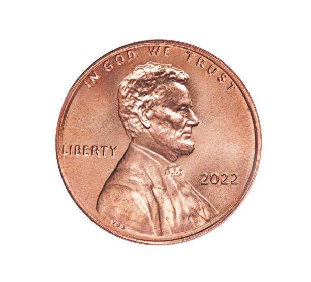Moeda americana de um centavo de 2022 com o presidente Lincoln - foto de acervo