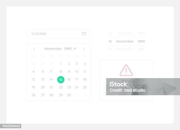 Calendar. Quick Choose Choosing Calendar Date Ui Elements Kit Stock Illustration - Download ...