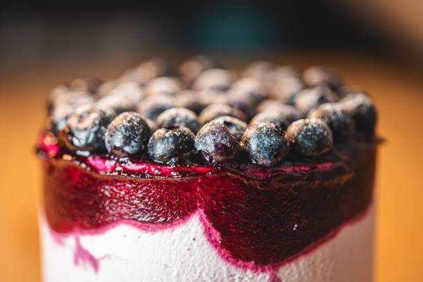 Blueberry Cake On Wood Board