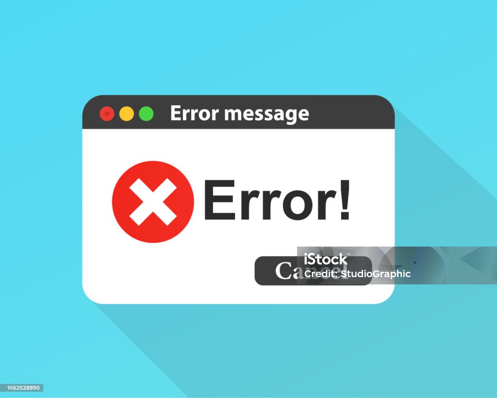 Error Message For Sites Computer Error With Cancel Button Vector ...