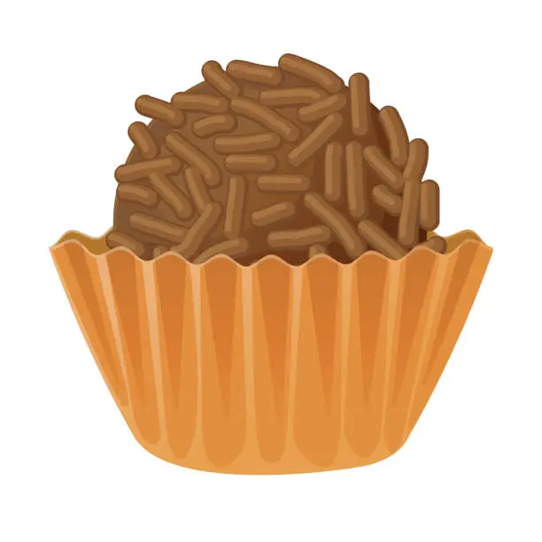 Vector illustration of brigadeiro traditional brazilian desert. Latino american food realistic cartoon illustration