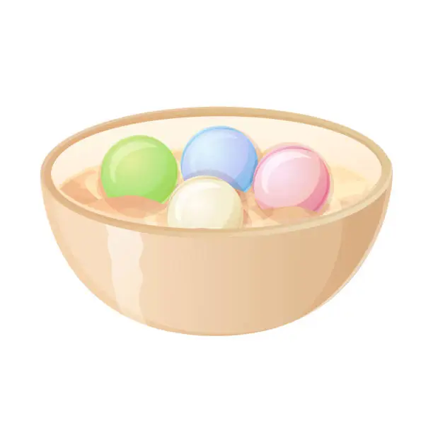 Vector illustration of Chinese Tangyuan. Asian food illustration isolated on white in cartoon style