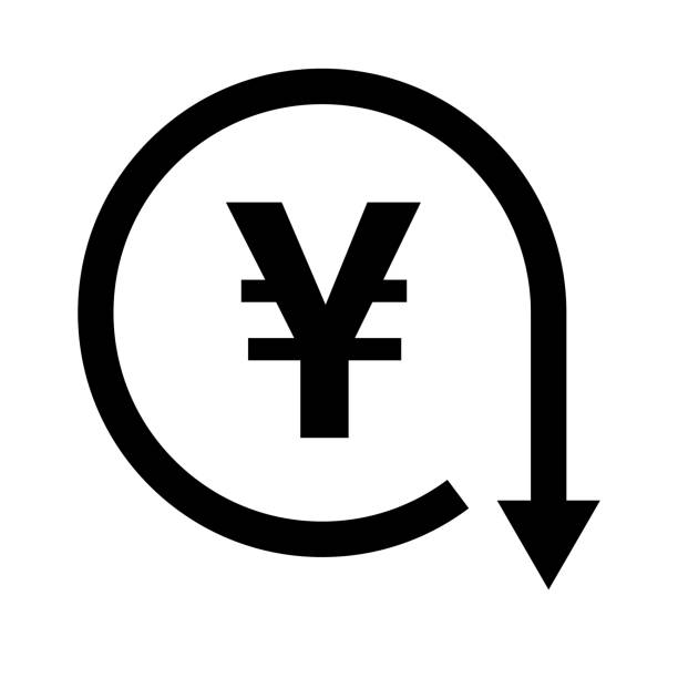 Declining yen prices. Yen depreciation. Decrease in the value of the Japanese yen. Vectors. Declining yen prices. Yen depreciation. Decrease in the value of the Japanese yen. Editable vectors. low taxes icon stock illustrations