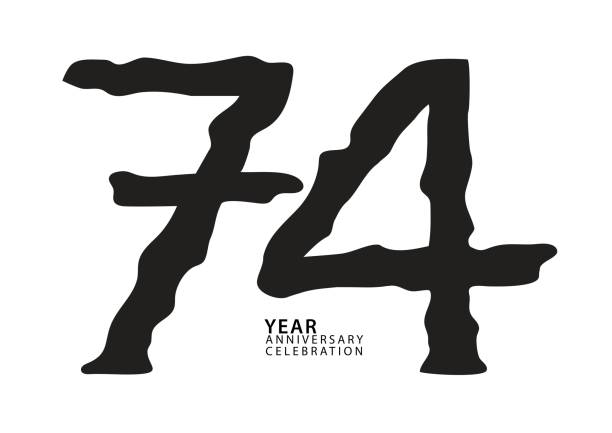 istock 74 year anniversary celebration black color logotype vector, 74 number design, 74th Birthday invitation, logo number design vector illustration, graphic element, calligraphy font, typography logo 1452534496
