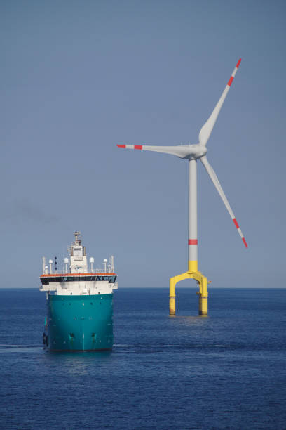offshore wind turbine with supply boat