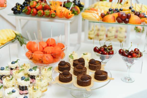 istock various dessert with fresh fruit on buffet line, sweet. 1452537387