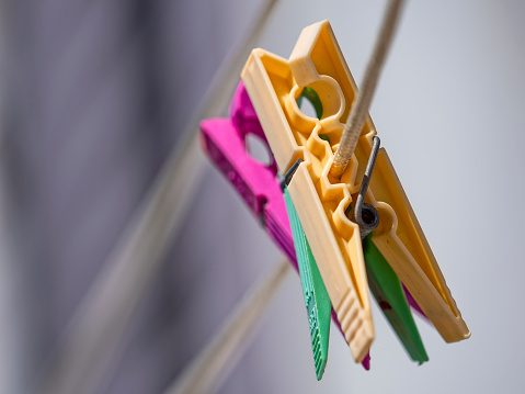 Laundry clothespins seen along the streets of Tuscany Italy