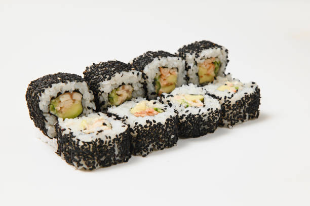 istock Japanese seafood sushi , roll on a white background 1452548090