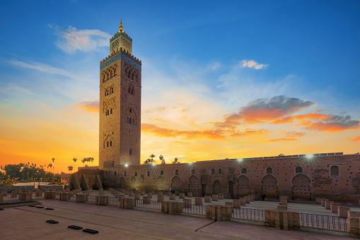 Famous Koutoubia mosque, Marrakech at sunrise, Morocco