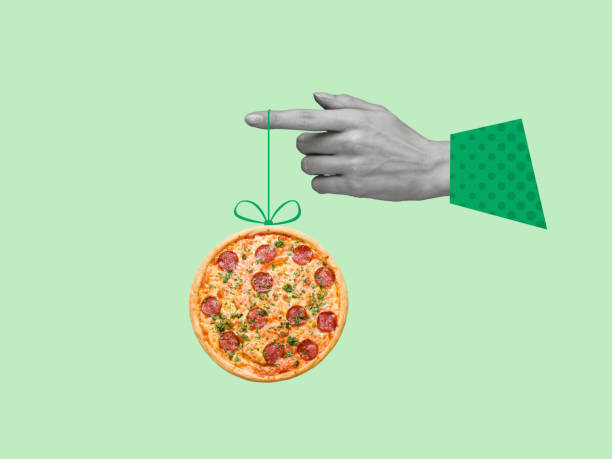 istock Contemporary art collage of hand with pizza. 1452549623