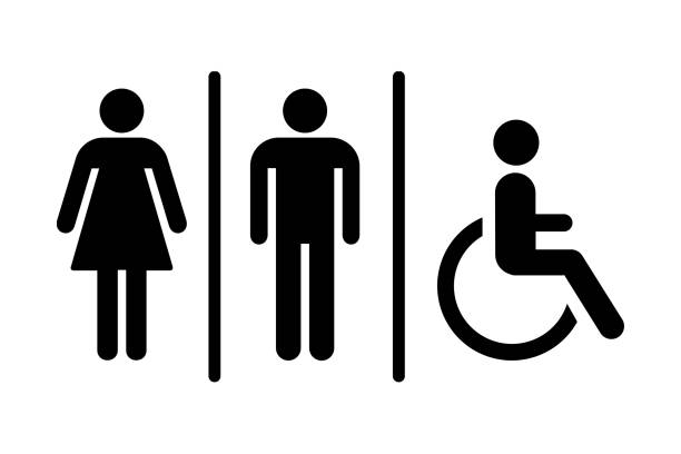 Toilet and restroom symbol icon Toilet and restroom symbol icon handicap logo stock illustrations