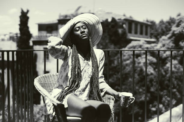 Pretty black woman catching the sun