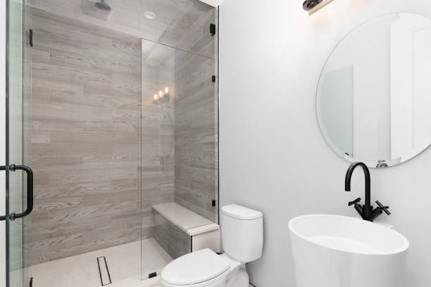 istock A luxury bathroom with a marble shower. 1452562291