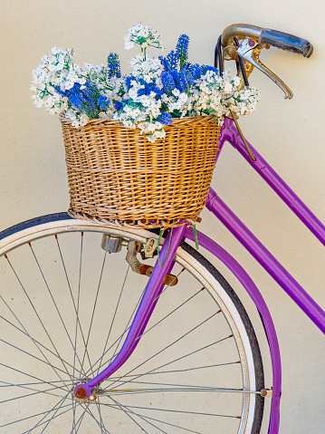 Old bicycle decorated with flowers