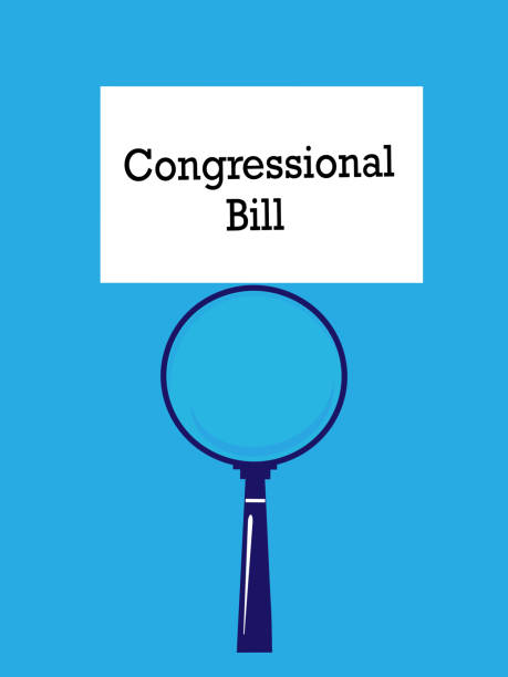Inspecting congressional bill Magnifying glass balancing congressional bill. debt ceiling stock illustrations