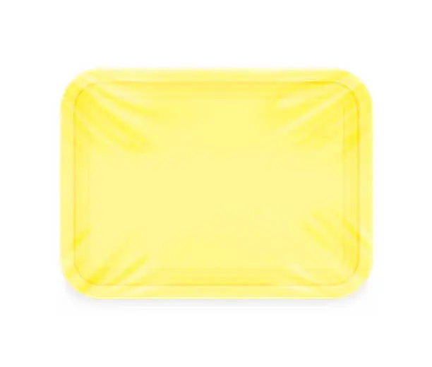 Vector illustration of Horizontal yellow tray container mockup.