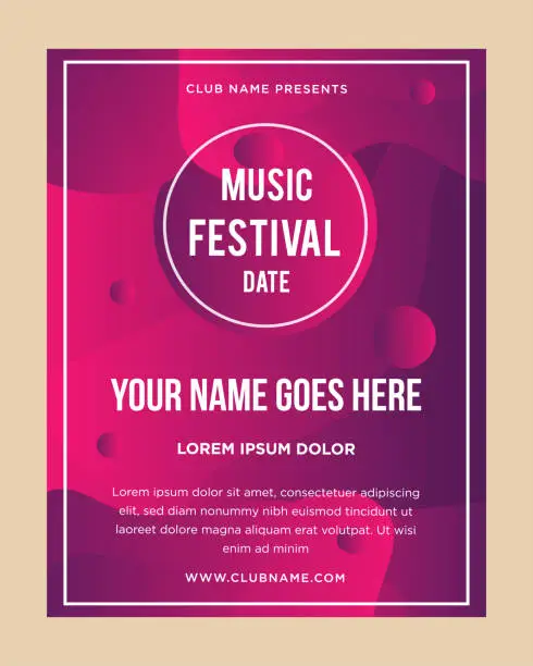 Vector illustration of Music festival flyer design template.