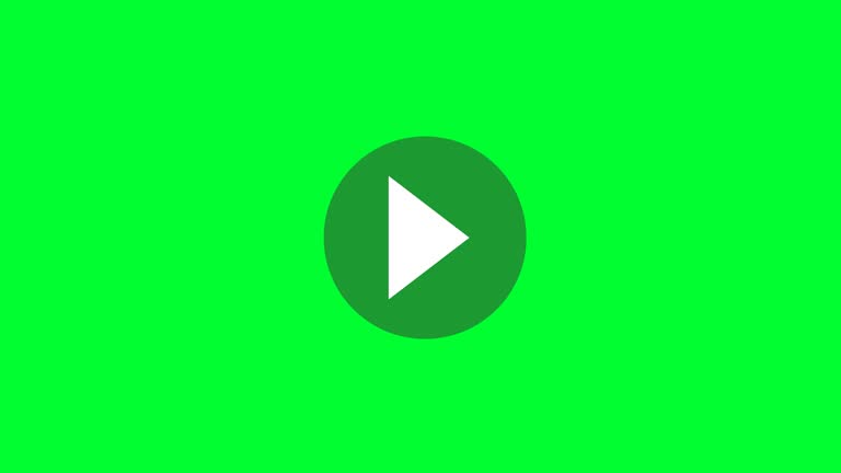 Play Pause stop media player button icon with hand pressing on Green Screen. Video audio player pause break key. turning to play Video playback animation.