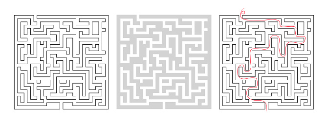 Square maze for kids. Simple puzzle: 