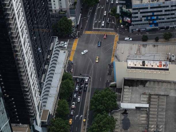istock High angle view on city roads and train lines 1452582033