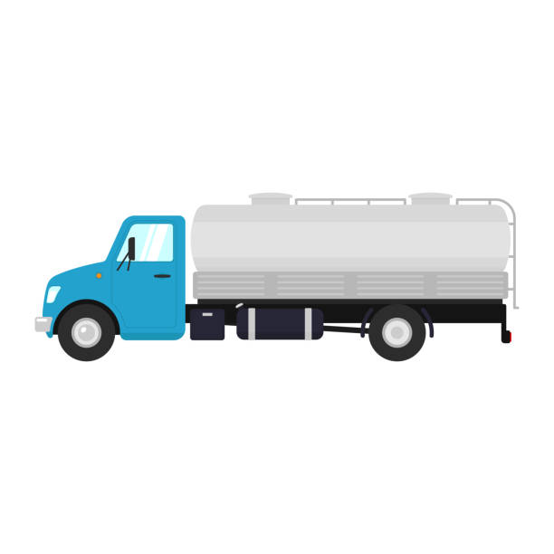 ilustrações de stock, clip art, desenhos animados e ícones de tanker truck icon. tank, barrel, cistern. color silhouette. side view. vector simple flat graphic illustration. isolated object on a white background. isolate. - semi skimmed milk