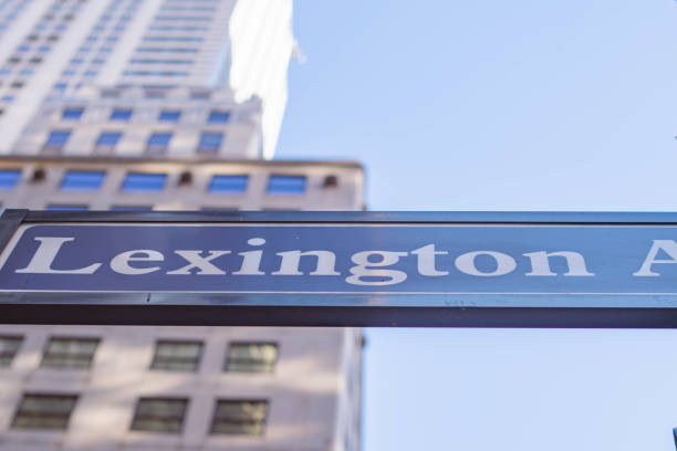 istock Manhattan street sign lexington ave on skyscraper building background 1452586046