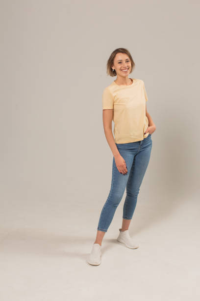 istock Blonde woman in studio on white background 1452588788
